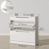 High Gloss Shoe Cabinet with 2 Flip Drawers and Adjustable Shelves, Narrow Shoe Storage Cabinet with Glass Top, Black