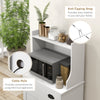 Microwave Cabinet, Kitchen Storage Cabinet with Drawer and Adjustable Shelf, White