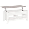 Lift Top Coffee Table with Hidden Storage Compartment and Open Shelves, Lift Tabletop Pop-Up Center Table for Living Room