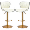 Counter Height Bar Stools Set of 2, Adjustable Height Bar Chairs with Swivel Seat, PU Leather Upholstery