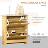 Shoe Storage Cabinet with 2 Flip Drawers and Adjustable Shelves for 12 Pairs of Shoes, Natural Wood