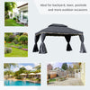 13' x 10' Patio Gazebo, Double Roof Outdoor Gazebo Canopy Shelter with Netting & Curtains, Strong Aluminum Frame