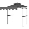 8' x 7.6' Grill Gazebo, Double Tiered Barbecue Grill Gazebo Shelter w/ Side Awning, 2 Side Shelves, 6 Hooks