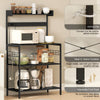 Kitchen Baker's Rack with Power Outlet, Coffee Bar Station with Adjustable Shelves and Hooks, Rustic Brown