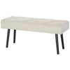 39 Inches Upholstered Bedroom Bench, Modern End of Bed Bench with Steel Legs, Cream White
