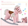 Qaba Kids Rocking Horse Plush Animal on Wooden Rockers with Sounds, Wooden Base and Bear Toy, Baby Rocking Chair, Pink