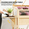 Raised Garden Bed Planter with Cold Frame, Wooden Elevated Planter Box with Folding Side Table and Shelf, Natural Wood