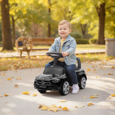 Qaba Mercedes-Benz C-Class Kids Ride On Car, Foot-to-Floor Sliding Walker with Under-Seat Storage, for 18-36 M, Black