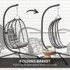 Hanging Egg Chair with Stand, Foldable Wicker Rattan Swing Chair with Thick Cushion, Headrest, Light Grey