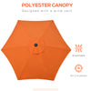 6.6FT Patio Umbrella, Outdoor Parasol with 6 Solid Ribs, Orange