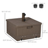 3-in-1 Outdoor Umbrella Base with Wheels, Side Table, Planter Box, 175lbs Heavy Duty Patio Umbrella Stand, Brown