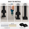 2-3 Step Handrails for Outdoor Steps, Metal Outdoor Stair Railing, Porch Deck Railing with Installation Kit, Black