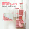 63 Inch Cat Tree with Sisal Scratching Posts, Condos, Plush Perches, Hammock, Ladder, Dangling Balls, Pink