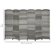 6 Ft Tall Folding Room Divider, 6 Panel Portable Privacy Screen, Hand-Woven Partition Wall Divider, Mixed Grey