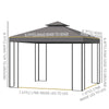 10' x 10' Patio Gazebo Outdoor, Canopy Shelter with Double-tier Roof, Pavilion Sidewalls for Garden Events