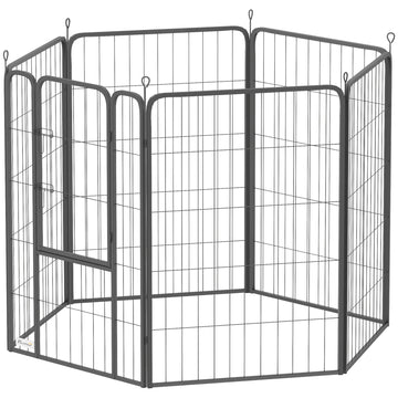 6 Panels Heavy Duty Dog Playpen Outdoor Indoor with Door & Strap, 39