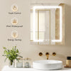 Bathroom Medicine Cabinet with Lights, Wall Mounted Mirror Cabinet with Demister Pad, Adjustable Shelves, White