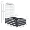 Galvanized Raised Garden Bed with Trellis for Climbing Plants, Outdoor Planter Box with Open Bottom, Dark Grey