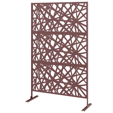 Metal Outdoor Privacy Screen, Freestanding Outdoor Divider with Stand, 78