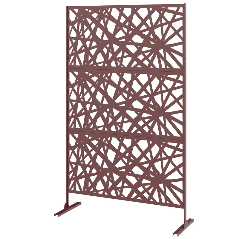 Metal Outdoor Privacy Screen, Freestanding Outdoor Divider with Stand, 78