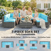 7 Piece Patio Furniture Set, PE Rattan Outdoor Conversation Set with Sectional Sofa