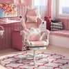 Cute Gaming Chair with Cat Ears, Gamer Computer Chair with Lumbar Support, Footrest, Headrest, Faux Leather, Pink