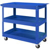 3 Tier Rolling Tool Cart with Wheels, 330 LBS Capacity Heavy Duty Utility Cart, Mobile Service Cart for Garage, Blue