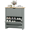 Shoe Storage Cabinet with 2 Flip Drawers and Adjustable Shelves for 12 Pairs of Shoes, Light Grey