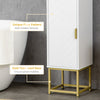 Tall Bathroom Storage Cabinet, Modern Narrow Bathroom Cabinet with Diamond Chevron Pattern and Adjustable Shelf, White