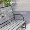 2 Person Outdoor Glider Bench, Patio Glider Loveseat with Faux Wood Slatted Seat and Back, Steel Frame, Grey