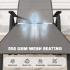 Outdoor Lounge Chair, 5-Level Adjustable Folding Chaise Chair with 2 Wheels for Backyard, Beach, Poolside, Grey