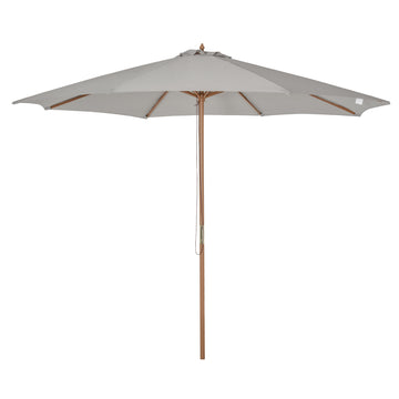 10' x 8' Wooden Patio Umbrella, Garden Parasol, Outdoor Sunshade Canopy with Bamboo Rib for Outdoor, Grey