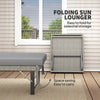 Folding Outdoor Lounge Chair, Wicker Chaise Lounge Tanning Chair with Cushion for Beach, Poolside, Garden, Grey