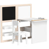 Qaba 3 in 1 Kids Table and Chair Set with Foldable Easel, Storage Shelves, Roll Paper, White