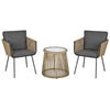 3 Piece Outdoor Patio Bistro Set, Wicker Rattan Furniture with Metal Legs for Garden, Backyard, Coffee and Light Grey