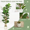 5FT Artificial Fiddle Leaf Fig Tree, Fake Potted Tree with Solid Wood Trunks for Indoor Decor, Green