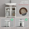 Farmhouse Bathroom Sink Cabinet, Pedestal Sink Storage Cabinet with Double Doors and Shelves, White