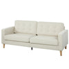 3 Seater Sofa Upholstered with Padded Cushion Modern Button Tufted Couch with Wood Legs, Cream White