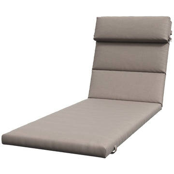 Patio Chaise Lounge Chair Cushion Replacement Sun Lounger Pads with Headrest and Ties, Dark Grey