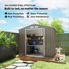 7' x 4' x 6' Garden Storage Shed Outdoor Patio Metal Tool Storage House w/ Foundation Kit and Double Doors, Distressed Light Brown