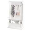 3-In-1 Hall Tree w/ Coat Rack, Shoe Storage and Bench Seat, Entryway Bench w/ 4 Hooks for Hallway, Living Room, White