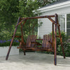 Wooden 2-Seat  A-Frame Porch Swing Rustic Patio Bench Outdoor Furniture  w/ Table