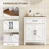 Farmhouse Bathroom Storage Cabinet, Bathroom Cabinet with Barn Doors and Adjustable Shelf, White