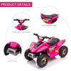 Kids Ride on ATV, 6V Battery Powered Quad Car with Forward, Reverse Switch, for Boys Girls 18-36 Months, Pink