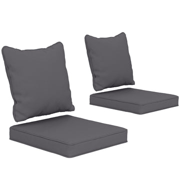 Seat Cushion Back Pillows Replacement Set of 2, Patio Chair Cushions Set for Indoor Outdoor, Dark Grey