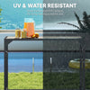Bar Height Outdoor Table with Built-In Bottle Opener, Patio Bar Table with Wood Grain Plastic Top, 55