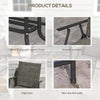 Outdoor 4 Pieces Patio Furniture Set, Garden Set with Two Foldable Armchairs, a Loveseat & Glass Top Table, Mixed Brown