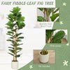 6FT Artificial Fiddle Leaf Fig Tree, Fake Potted Tree with Solid Wood Trunks and Lifelike Leaves for Indoor Decor, Green