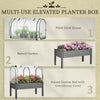 Raised Garden Bed with PE Greenhouse Cover Outdoor Elevated Wood Planter Box for Herbs and Vegetables Dark Gray
