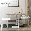 Folding Computer Desk with Storage Shelves, Study Writing Table Laptop Desk with 6 Wheels for Bedroom Home Office Workstation, Natural